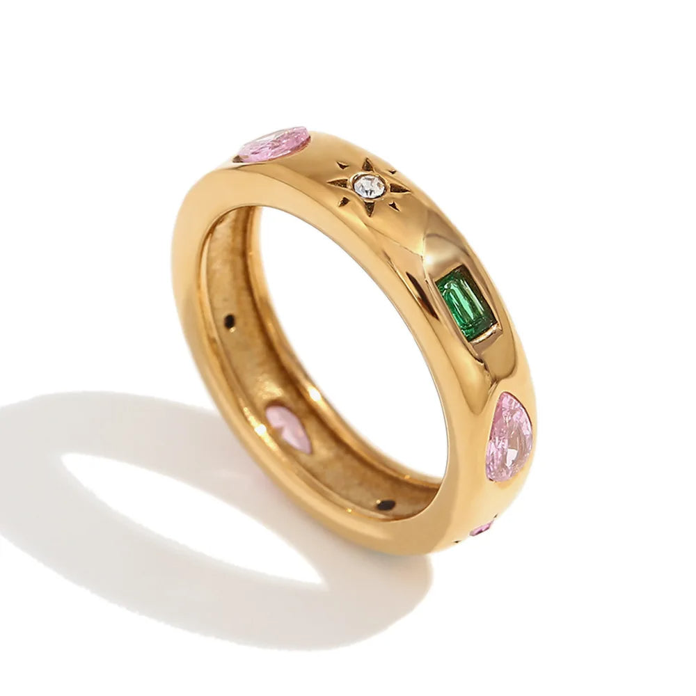 Aurelia | Colorful Gemstone Ring | Luxe Boho Chic | Gold-Plated Brass