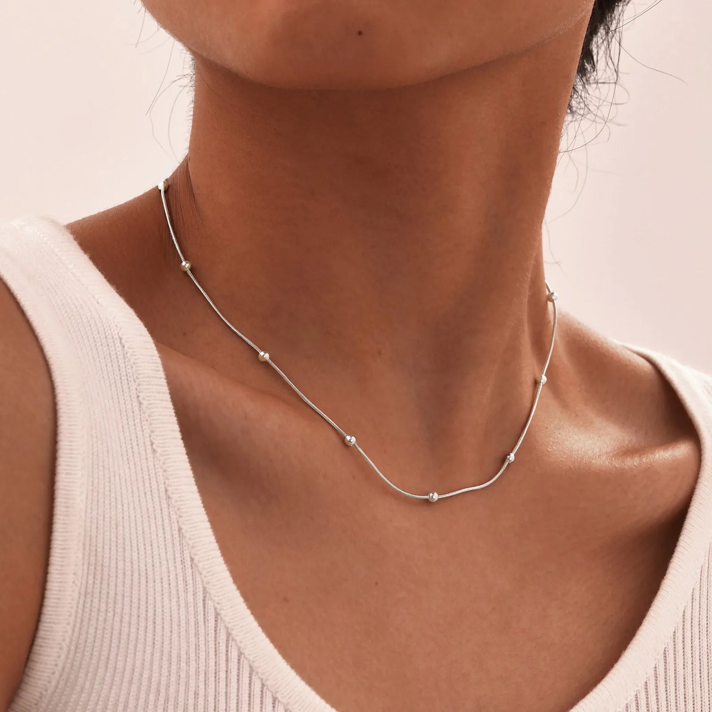 Elisa | Minimalist Beaded Necklace | Everyday Elegance | Sterling Silver