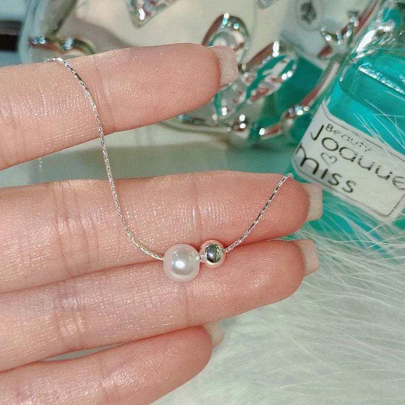 Aria | Single Pearl Necklace | Timeless Minimalism | Sterling Silver